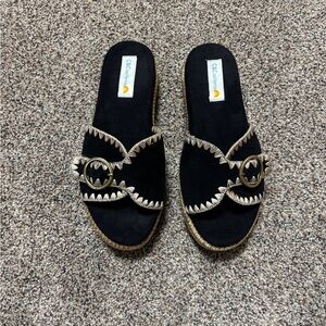 C&C California Barista Black & Tan Slide Sandals- new, women’s 8